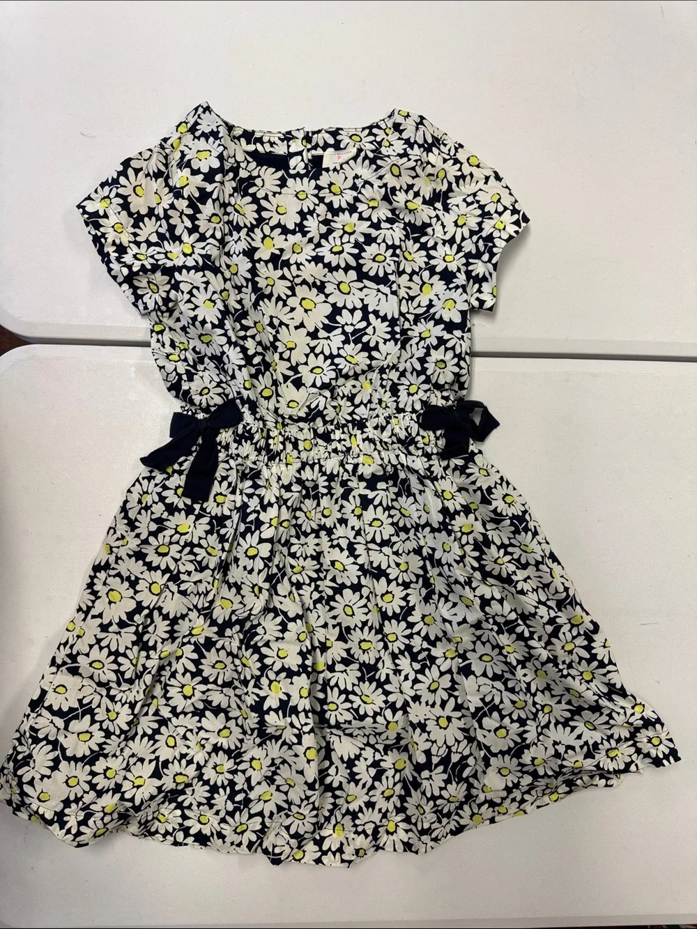 Crewcuts Navy and White Daisy Print Tie-Waist Dress
